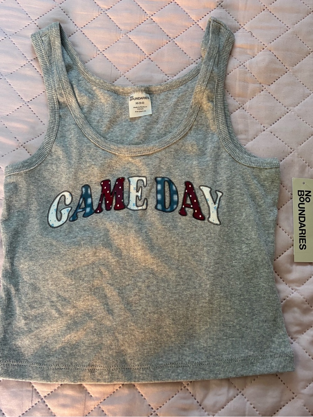 No Boundaries Gray Ribbed 'GAME DAY' Graphic Tank Top